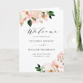 Blush Pink Magnolias & Hydrangeas Wedding Booklet Programma (Voorkant)