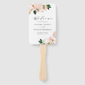 Blush Pink Magnolias & Hydrangeas Wedding Programs Handwaaier (Voorkant)