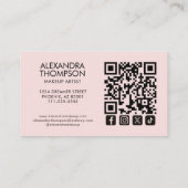 Blush Pink Makeup Artist Qr Code Social Icon Visitekaartje (Achterkant)