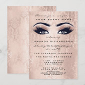 Blush Pink Makeup Glitter Eyes 16th Bridal Damask Kaart (Voorkant / Achterkant)