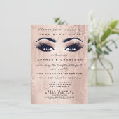 Blush Pink Makeup Glitter Eyes 16th Bridal Damask Kaart (Staand voorkant)