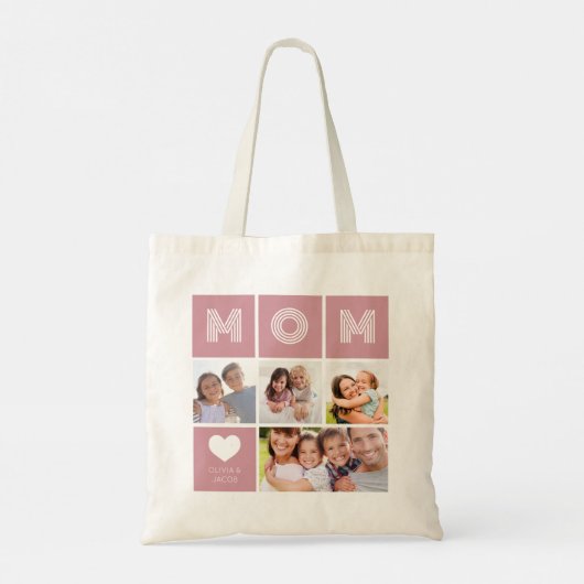 Blush Pink mam Foto Collage Tote Bag (Achterkant)