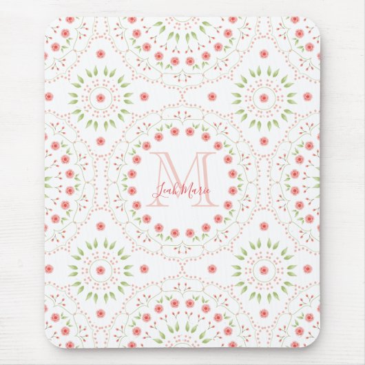 Blush Pink Mandala Elegant Floral Muismat (Voorkant)