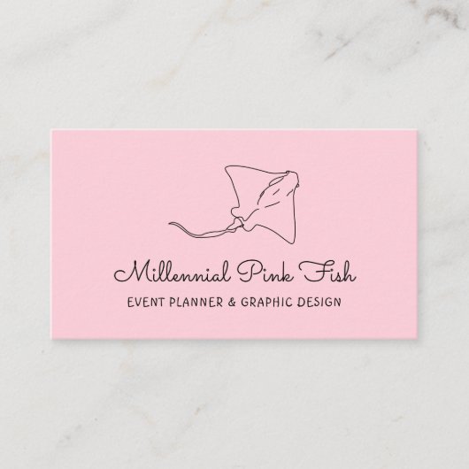 Blush Pink Manta Ray Fish Visitekaartje (Voorkant)