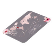 Blush Pink Map Elke bestemming De datum opslaan Magneet (Linkerzijde)