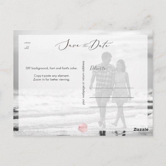 Blush Pink Map, elke bestemming Save the Date Briefkaart (Achterkant)