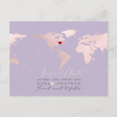 Blush Pink Map, elke bestemming Save the Date Briefkaart (Voorkant)