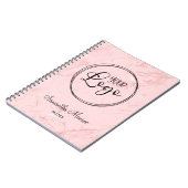 Blush Pink Marble Business Logo Meeting Notitieboek (Linkerzijde)