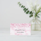 Blush pink marble confetti QR code Visitekaartje (Staand voorkant)