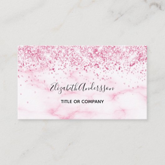 Blush pink marble confetti QR code Visitekaartje (Voorkant)