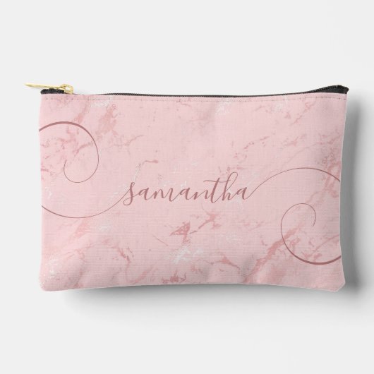 Blush Pink Marble Curly Handtekening Naam Etui (Voorkant)