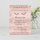 Blush Pink Marble Glitzy Black Glitter Wimpers Kaart (Staand voorkant)