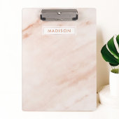 Blush Pink Marble Trendy Cute Personated Name Klembord