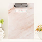 Blush Pink Marble Trendy Cute Personated Name Klembord