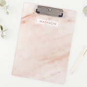 Blush Pink Marble Trendy Cute Personated Name Klembord