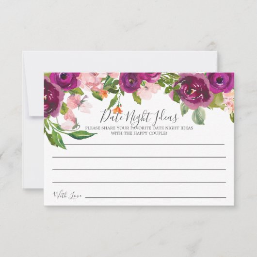 Blush Pink & Marsala Bloemen Datum Nacht Ideeën Ka Kaart (Voorkant)