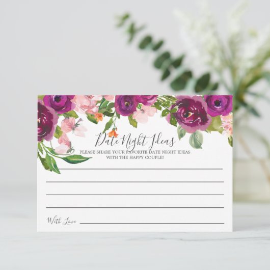 Blush Pink & Marsala Bloemen Datum Nacht Ideeën Ka Kaart (Staand voorkant)