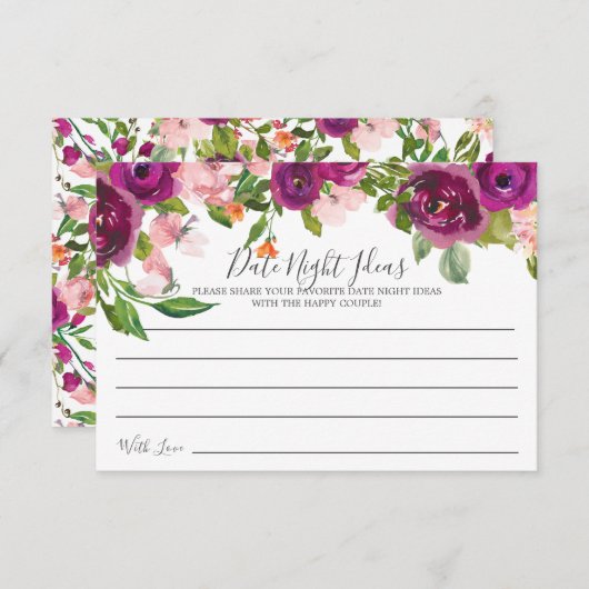 Blush Pink & Marsala Bloemen Datum Nacht Ideeën Ka Kaart (Voorkant / Achterkant)