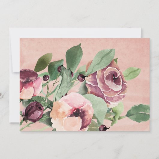 Blush Pink Marsala bloemendoop Dank je wel kaart (Achterkant)