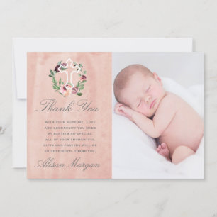 Blush Pink Marsala bloemendoop Dank je wel kaart