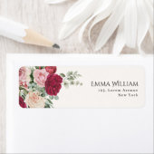 Blush Pink Marsala Floral Wedding Return address Etiket (Insitu)