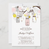 Blush Pink Mason Jars Floral Baby Blessing Kaart (Voorkant)