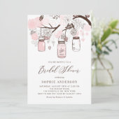 Blush Pink Mason Jars Vrijgezellenfeest Kaart (Staand voorkant)