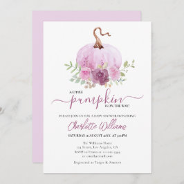 Blush Pink Mauve Dusty Little Pumpkin Baby shower Kaart