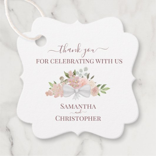 Blush Pink Mauve Floral Elegant Wedding Dank u Bedankjes Labels (Voorkant)
