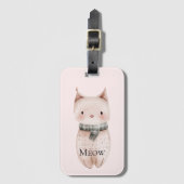 Blush Pink Meow Cat Bagagelabel (Voorkant (verticaal))