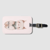 Blush Pink Meow Cat Bagagelabel (Voorkant (horizontaal))