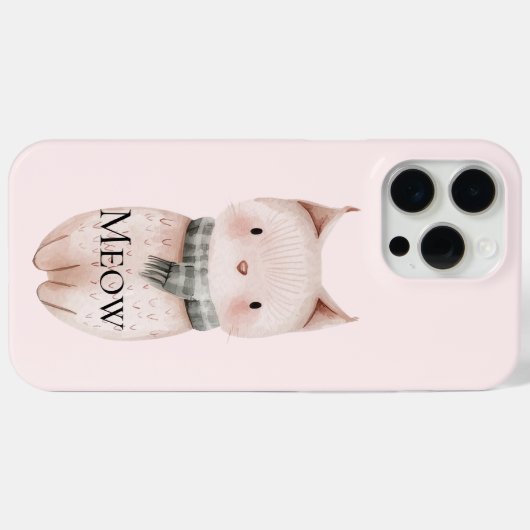 Blush Pink Meow Cat Case-Mate iPhone Case (Achterkant (horizontaal))