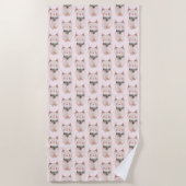 Blush Pink Meow Cat Strandlaken (Voorkant)