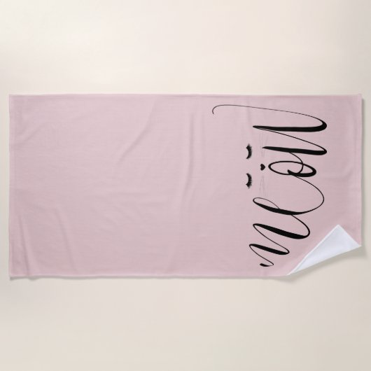 Blush Pink Meow Cat Strandlaken (Voorkant)