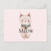 Blush Pink Meow Christmas Cat Briefkaart (Voorkant)