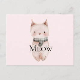 Blush Pink Meow Christmas Cat Briefkaart