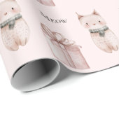 Blush Pink Meow Christmas Cat Gift Cadeaupapier (Rol Hoek)
