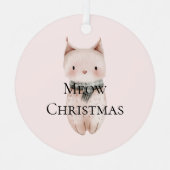 Blush Pink Meow Christmas Cat Gift Metalen Ornament (Voorkant)