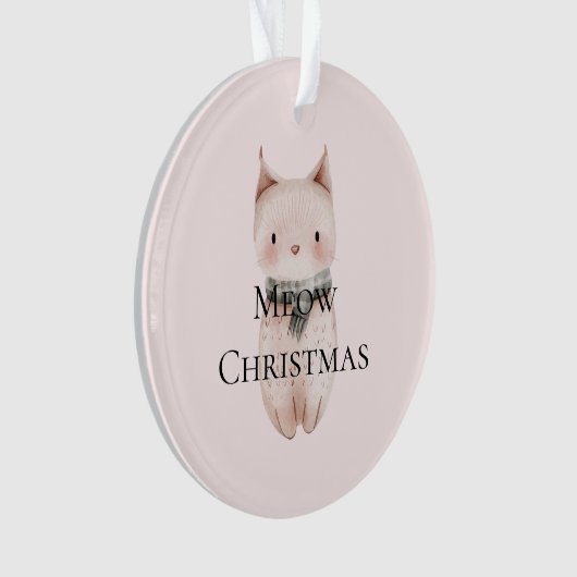 Blush Pink Meow Christmas Cat Gift Ornament (voorkant)