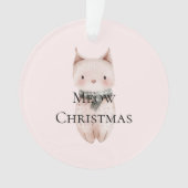 Blush Pink Meow Christmas Cat Gift Ornament (voorkant)