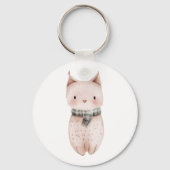 Blush Pink Meow Christmas Cat Sleutelhanger (Achterkant)