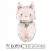 Blush Pink Meow Christmas Cat Sticker (Voorkant)