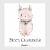 Blush Pink Meow Christmas Cat Sticker (Vel)