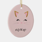 Blush PInk Meow Whiskers Kat Keramisch Ornament (Rechts)
