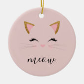 Blush PInk Meow Whiskers Kat Keramisch Ornament (Voorkant)