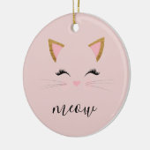 Blush PInk Meow Whiskers Kat Keramisch Ornament (Links)