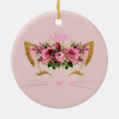 Blush PInk Meow Whiskers Kat Keramisch Ornament (Achterkant)