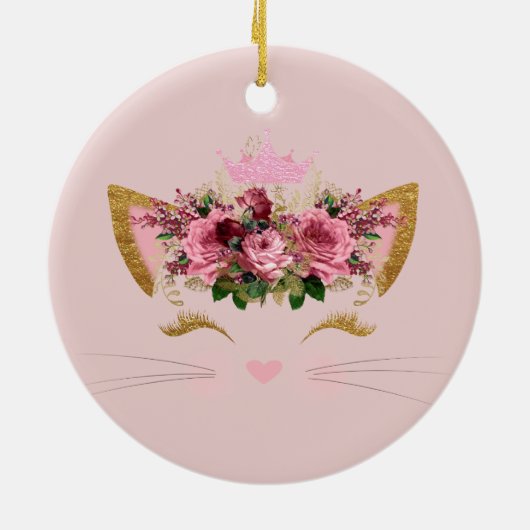 Blush PInk Meow Whiskers Kat Keramisch Ornament (Achterkant)