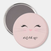 Blush PInk Meow Whiskers Kat Magneet (Voorkant / Achterkant)