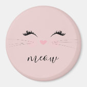 Blush PInk Meow Whiskers Kat Magneet (Voorkant)